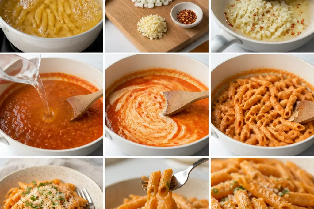 Spicy Vodka Pasta for Beginners, Step by Step