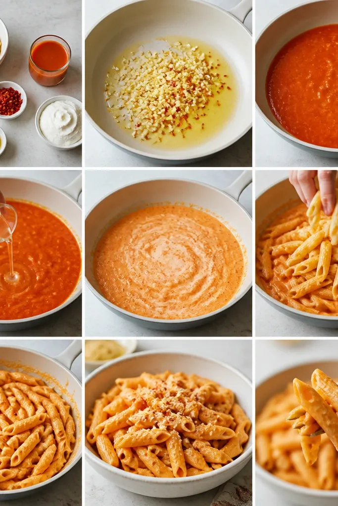 Spicy Vodka Pasta for Beginners, Step by Step